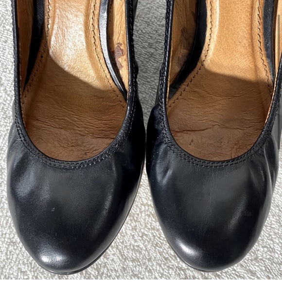 Locale Black Leather Round Toe Wedges 37 - Picture 3 of 13